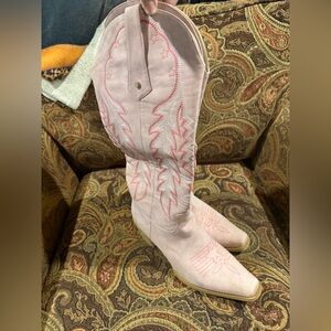 Pink Embroidered Western Cowboy Boots